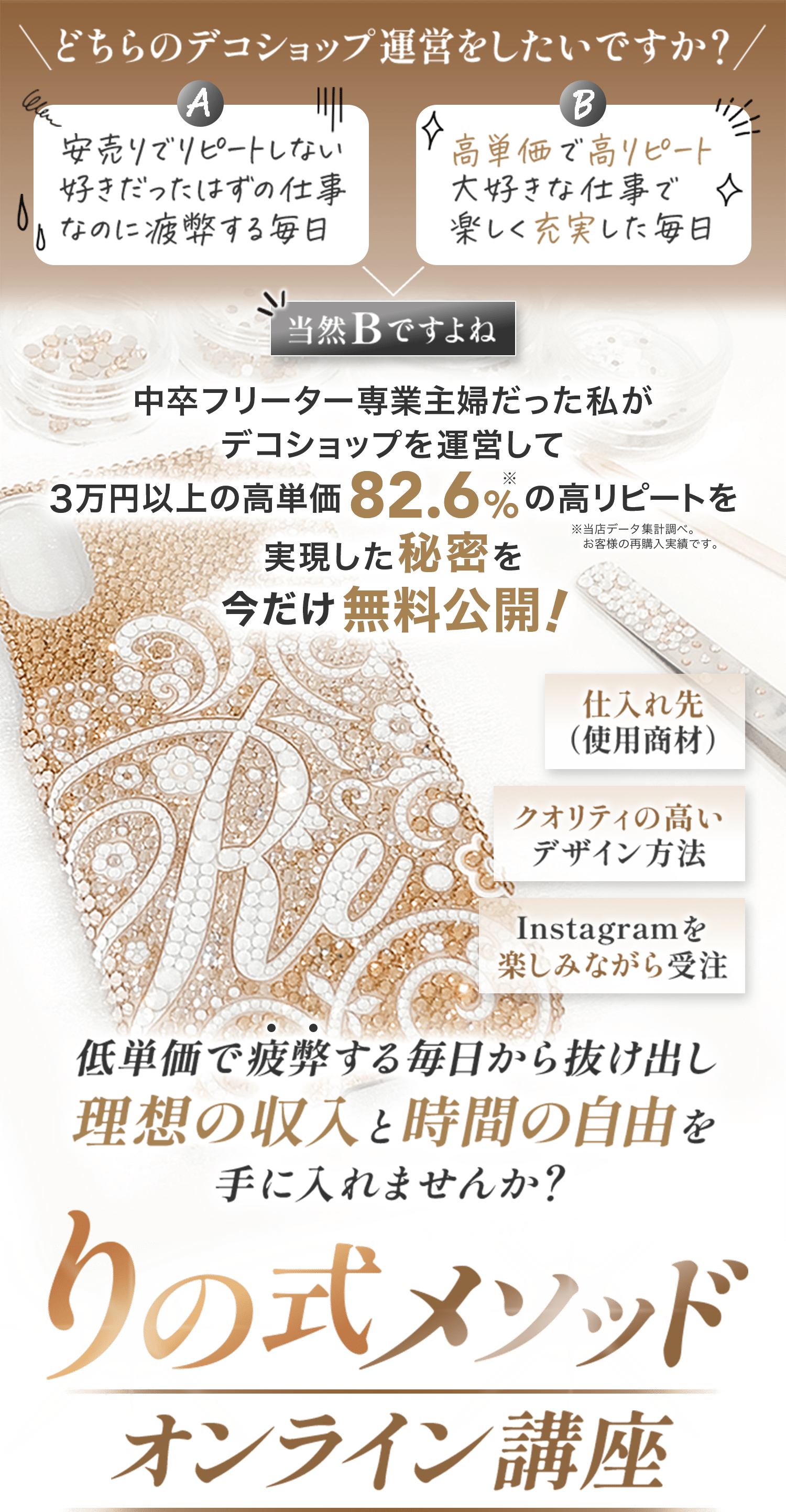 低単価で疲労する毎日から抜け出し理想の収入と時間の自由を手に入れませんか? りの式メソッドオンライン講座